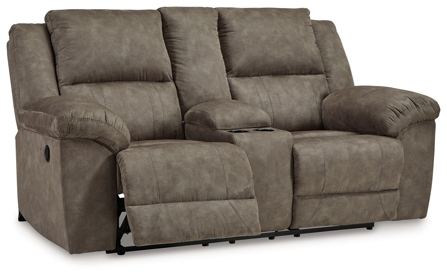 Laresview - Fossil - Dbl Reclining Loveseat with Console