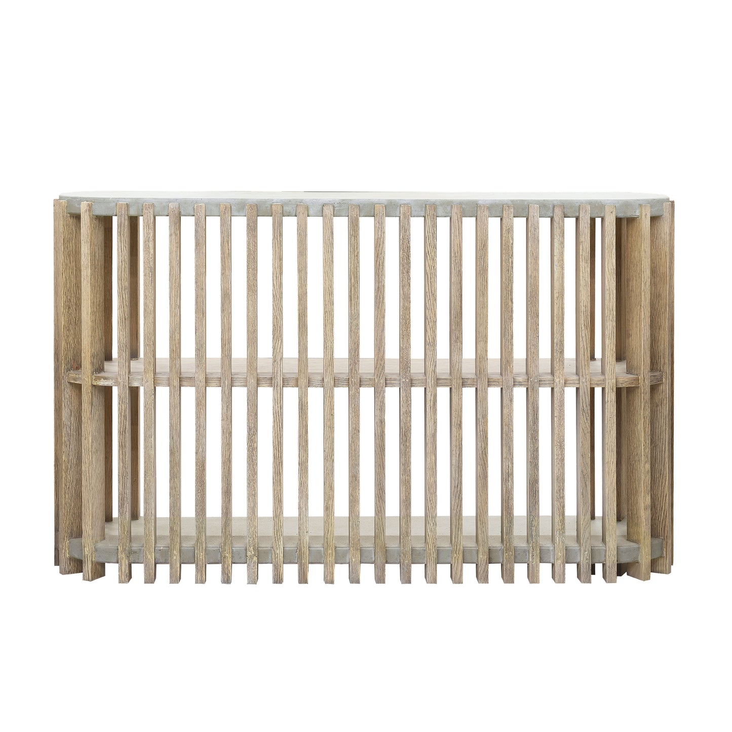 Pulaski Accents - Wood Slat Display Console with Concrete Top - Natural