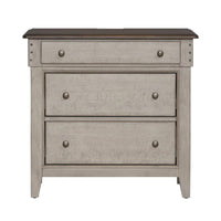 Ivy Hollow - 3 Drawer Bedside Chest With Charging Station - Weathered Linen / Dusty Taupe