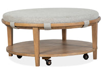Lindon - Round Cocktail Table With Upholstered Top & Casters