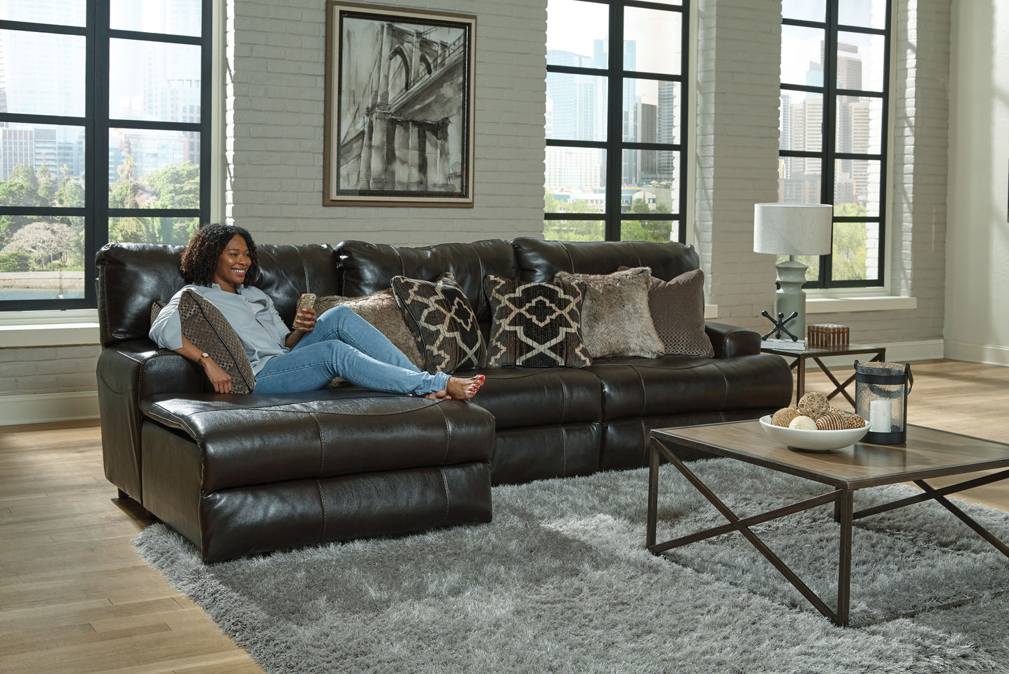 Como - 3 Piece Italian Leather Match Reclining Sofa