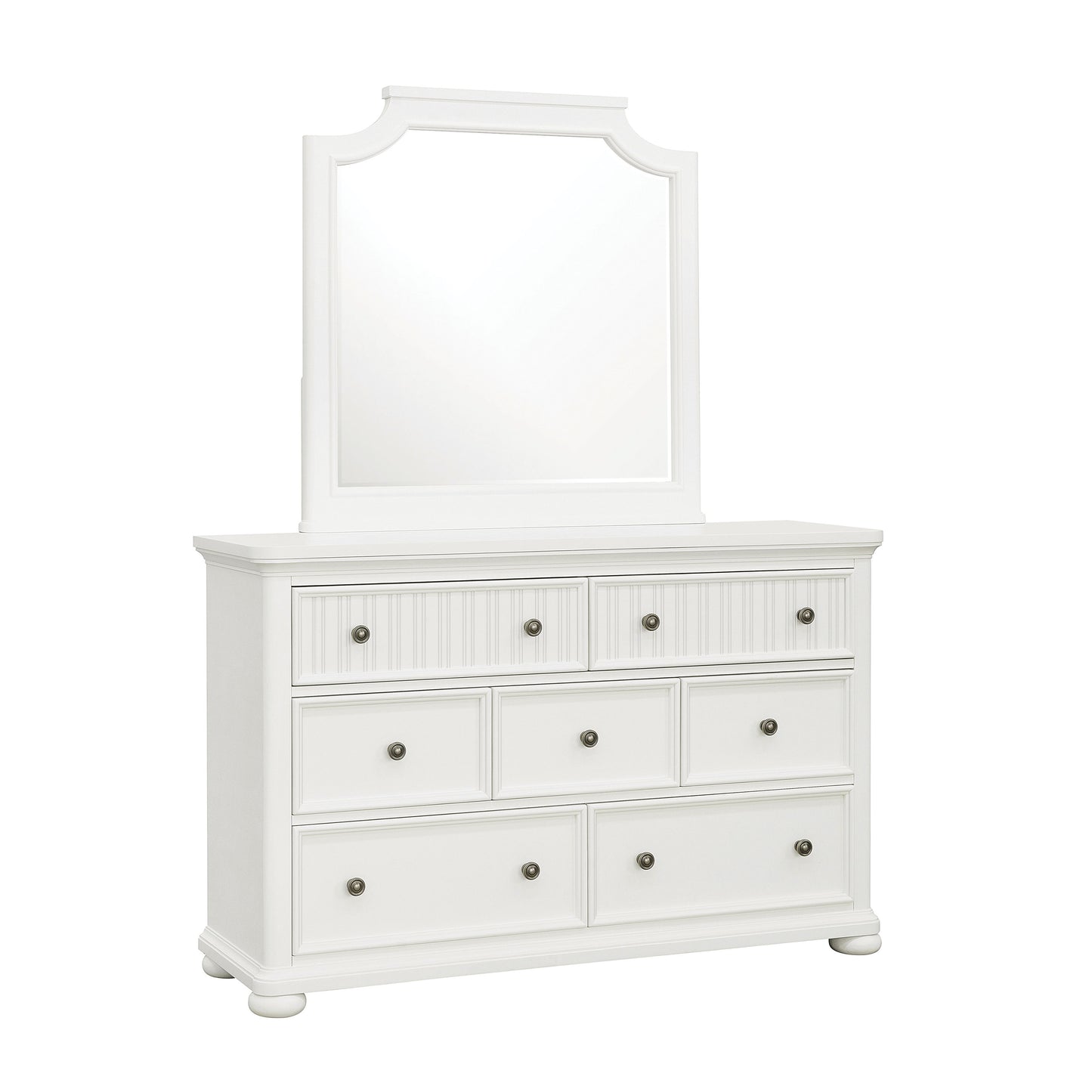 Savannah - Beveled Dresser Mirror - White Finish