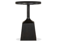 Lindon - Dark Round Pedestal Accent End Table - Belgian Wheat