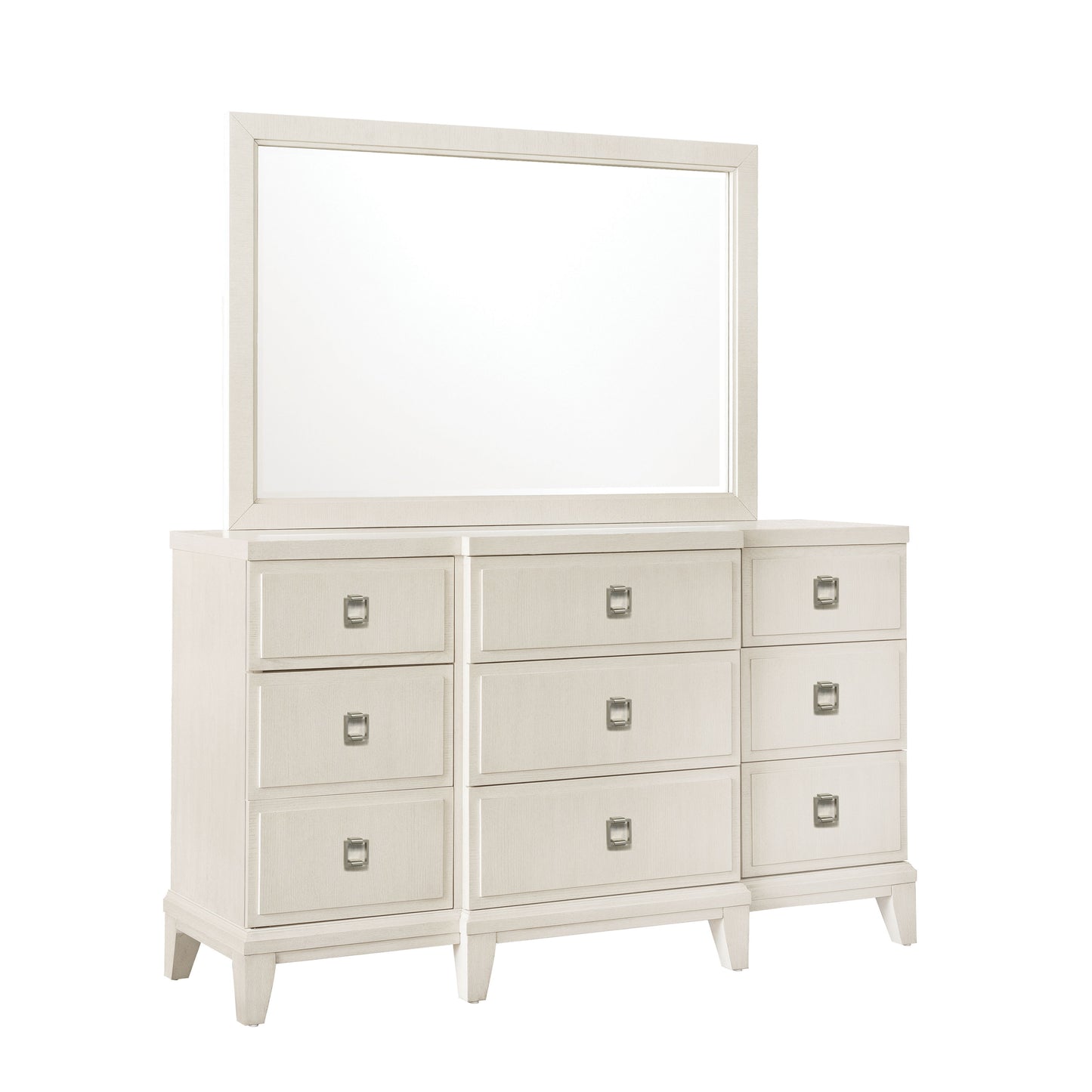 Madison - Beveled Dresser Mirror in a Grey-White Wash Finish - Natural