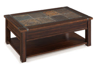 Roanoke - Rectangular Lift Top Cocktail Table (With Casters) - Cherry And Slate