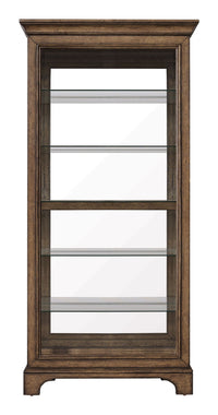 Pulaski Accents - Sliding Door Curio With Glass Shelves And LED Light - Dark Brown
