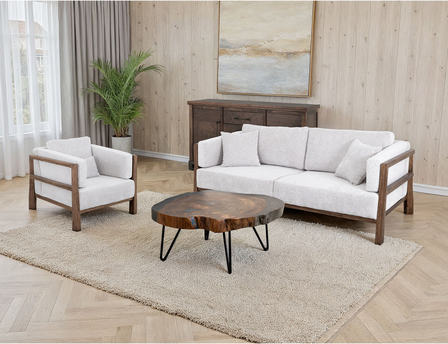 Roots - Loveseat - Pearl Silver / Light Brown