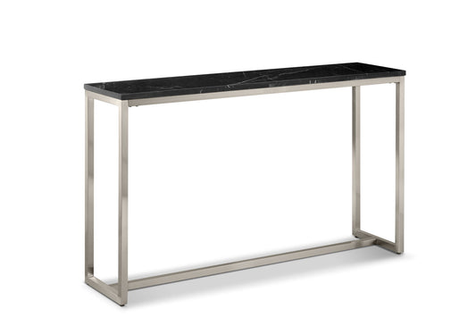 Kira - Rectangular Sofa Table - Black Marble And Brushed Nickel