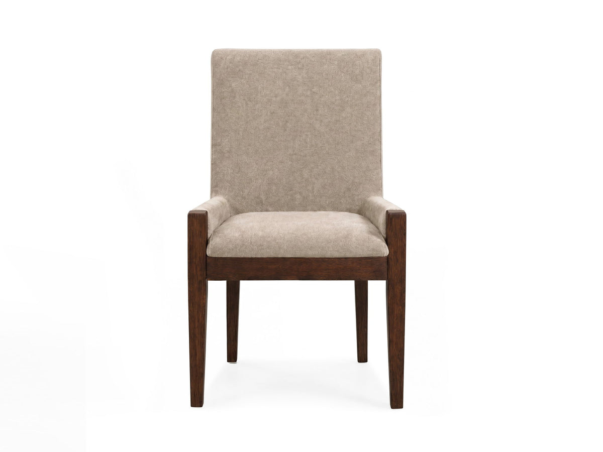 Reena - Upholstered Host Chair (Set of 2) - Rich Brown / Beige