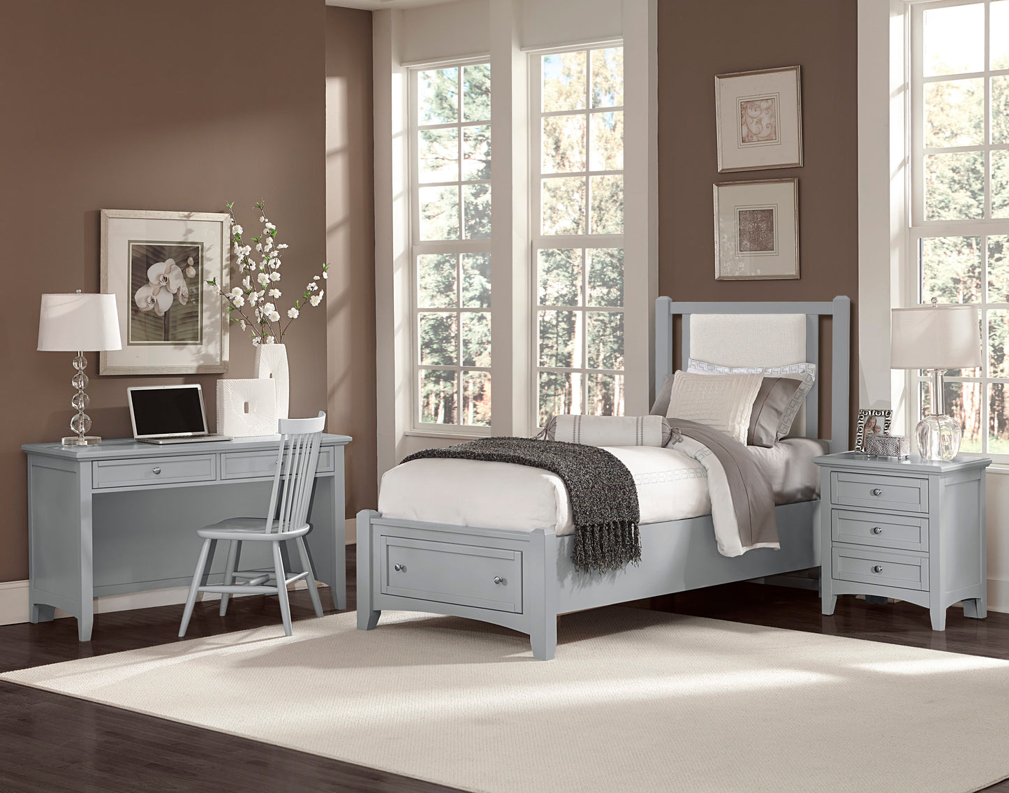 Bonanza - Pebble Gray Upholstered Bed With Storage Footboard