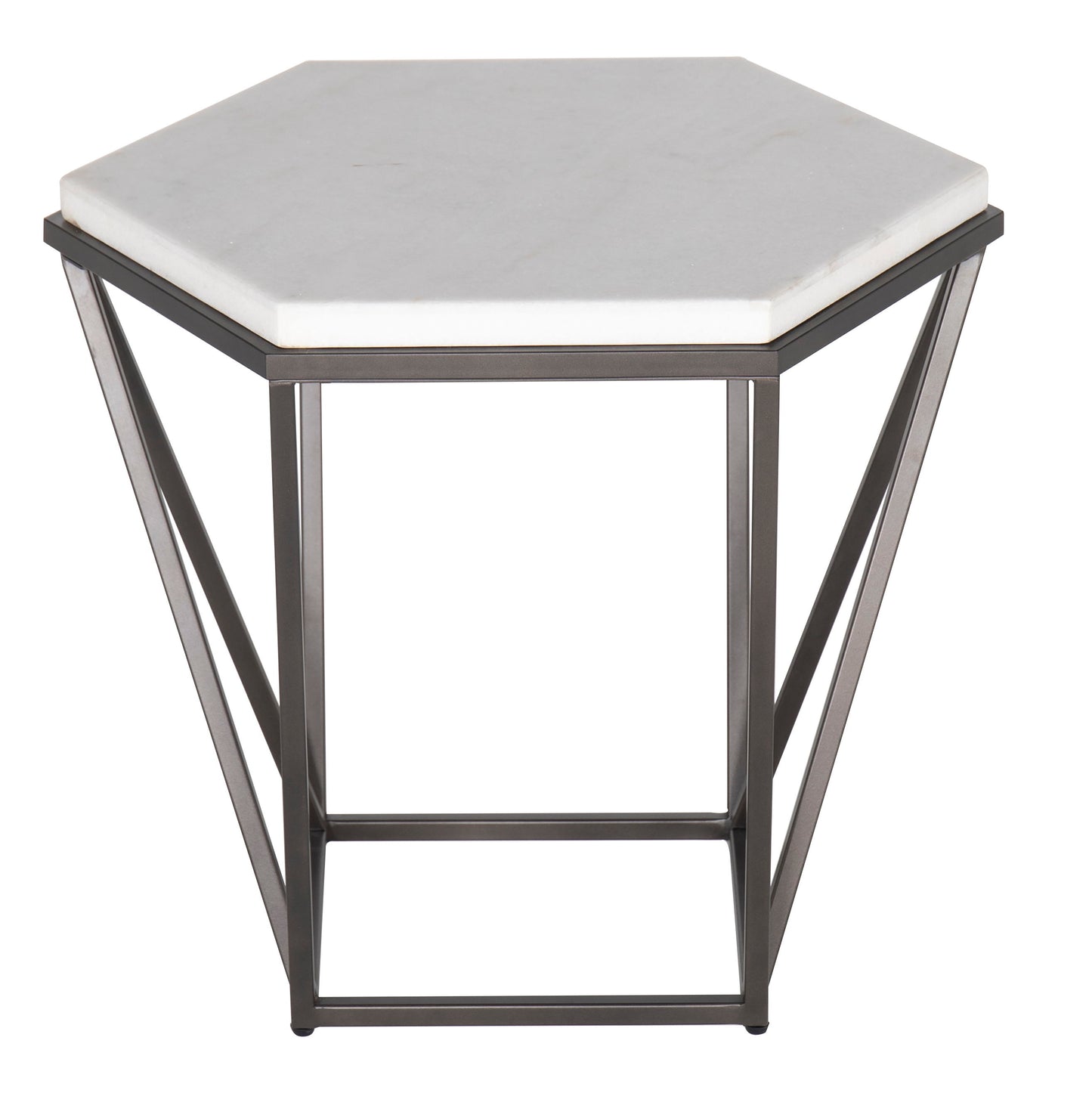 Corvus - End Table With Marble Top Hexagon - White