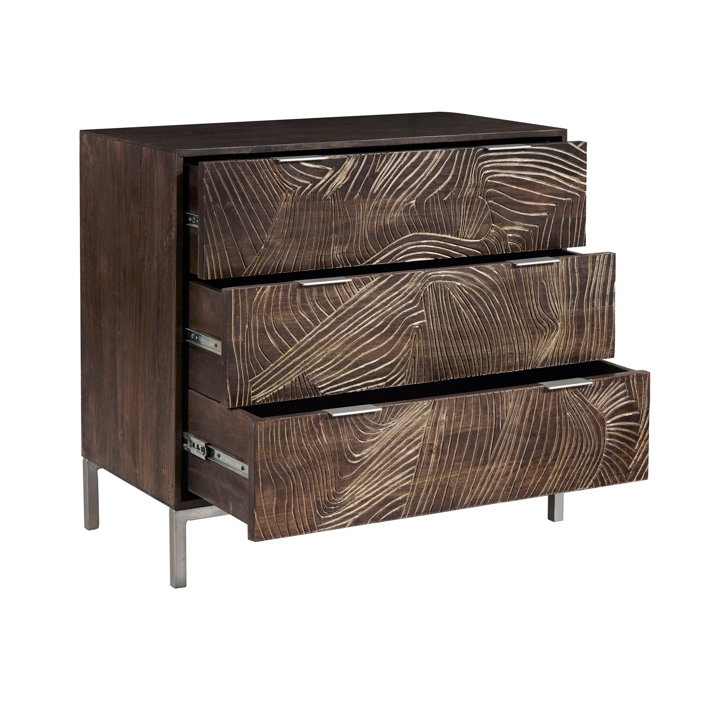 Rustic 3-Drawer Accent Chest - Dark Brown