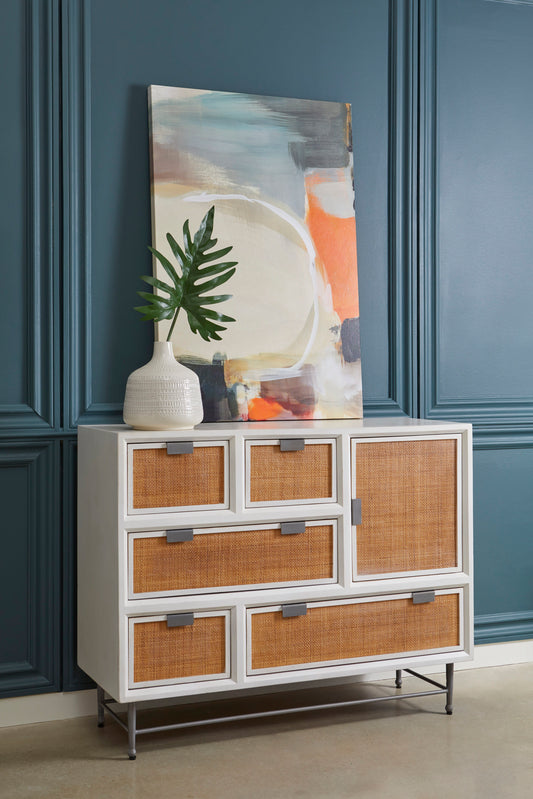 5-Drawer Accent Chest With Cabinet - White