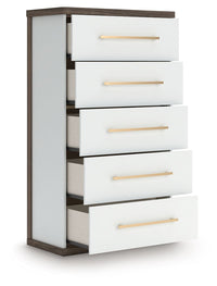 Kendanport - Brown / White - Five Drawer Chest