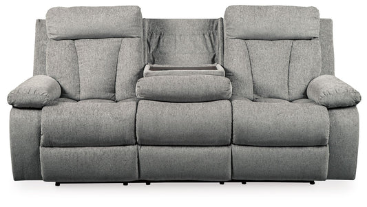 Mitchiner - Fog - REC Sofa w/Drop Down Table