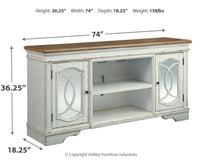 Realyn - XL TV Stand w/Fireplace Option - Chipped White