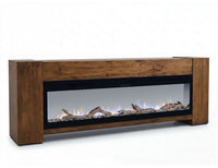 Natural Teca - Console 94" Electric Fireplace Compatible - Brown
