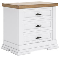 Ashbryn - White / Natural - Three Drawer Night Stand