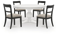 Greddinton - Round Dining Table Set - Black Chairs
