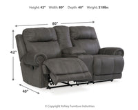 Austere - Gray - DBL Rec Loveseat w/Console