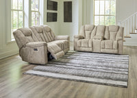 Hindmarsh - Stone - 2 Pc. - Power Reclining Sofa, Power Reclining Loveseat