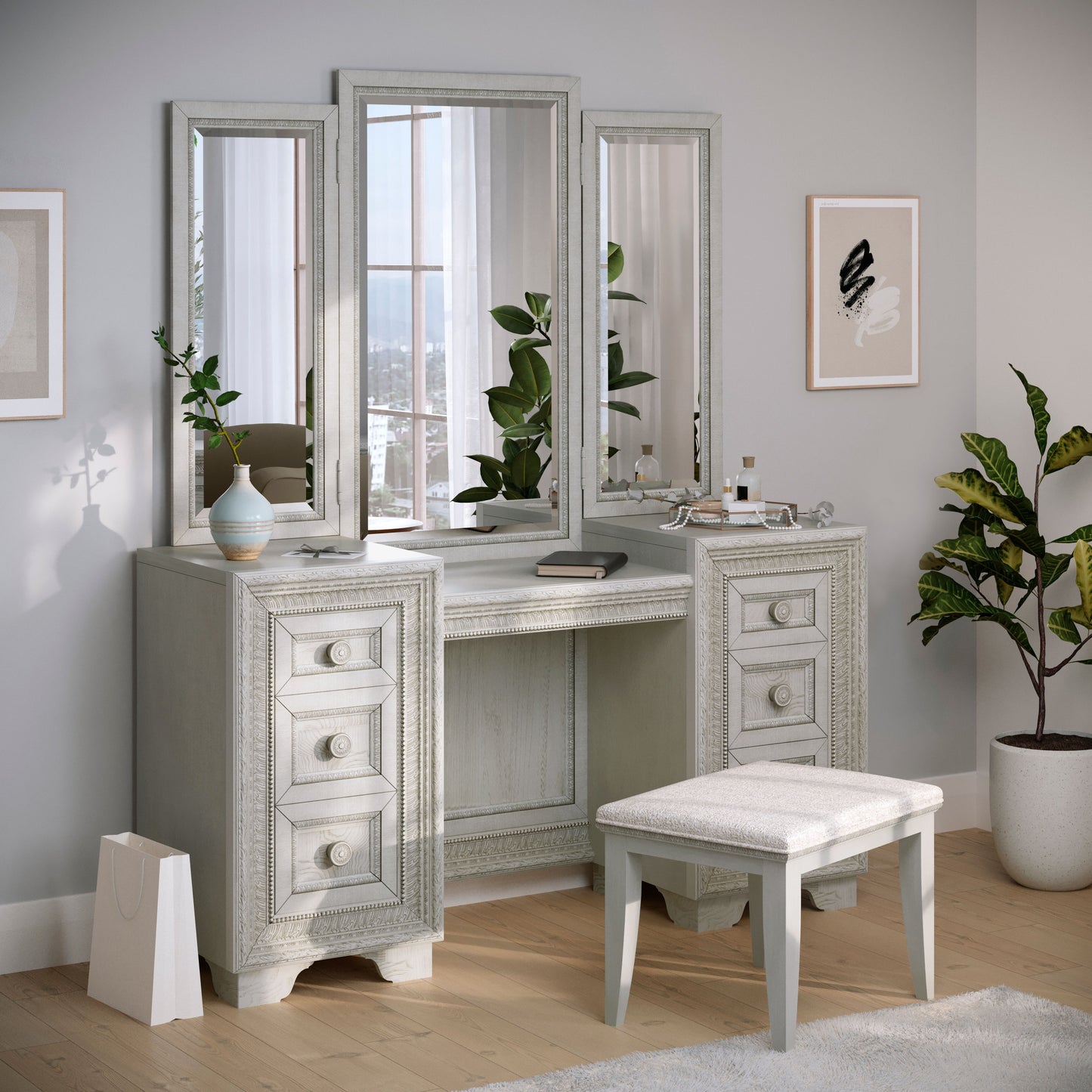 Camila - 7 Drawer Vanity - Natural