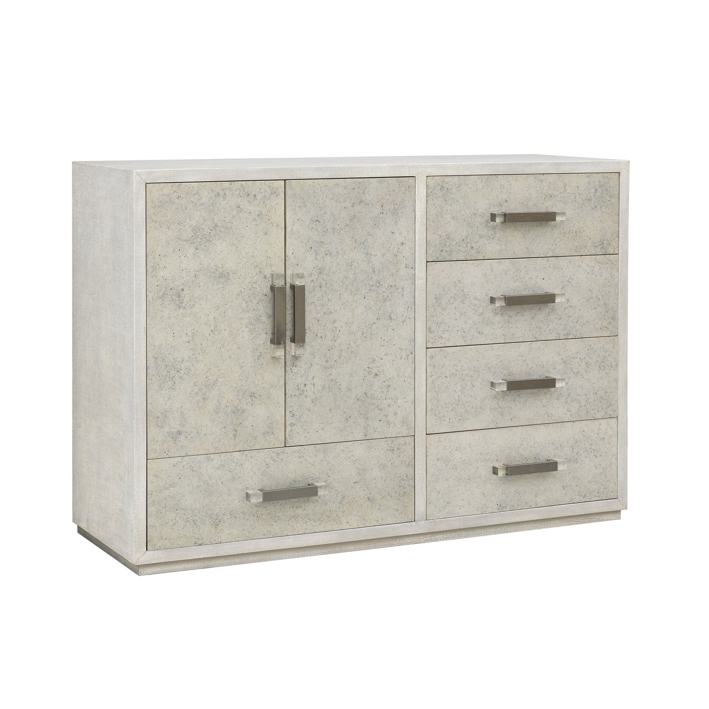 Stone Textured 5 Drawer Accent Cabinet With Doors - Gray