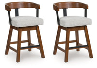 Ralene - Medium Brown - Upholstered Swivel Barstool (Set of 2)