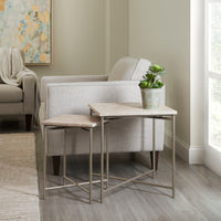 Large Stone Top Nesting Table - Beige