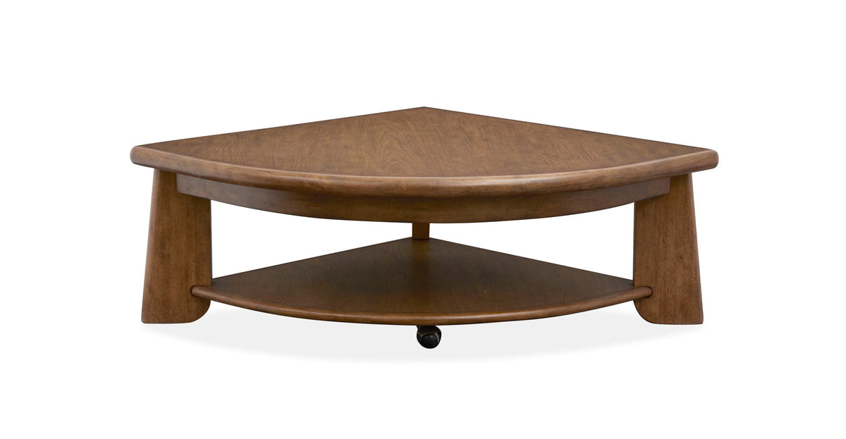 Tanner - Pie Shaped Lift Top Cocktail Table With Casters - Tawny Brown