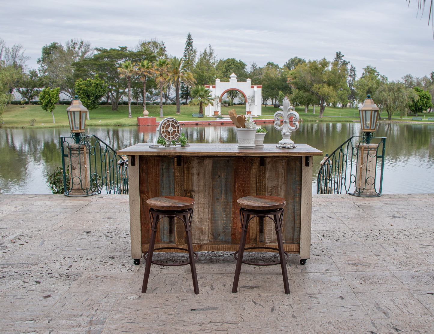 Antique - 2 Drawers Kitchen Island - Multicolor