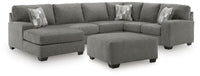 Clarington - 2 Pc. - 3-Piece Sectional And Oversized Ottoman - Greystone