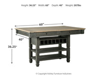 Tyler - Black / Gray - Rectangular Dining Room Counter Table