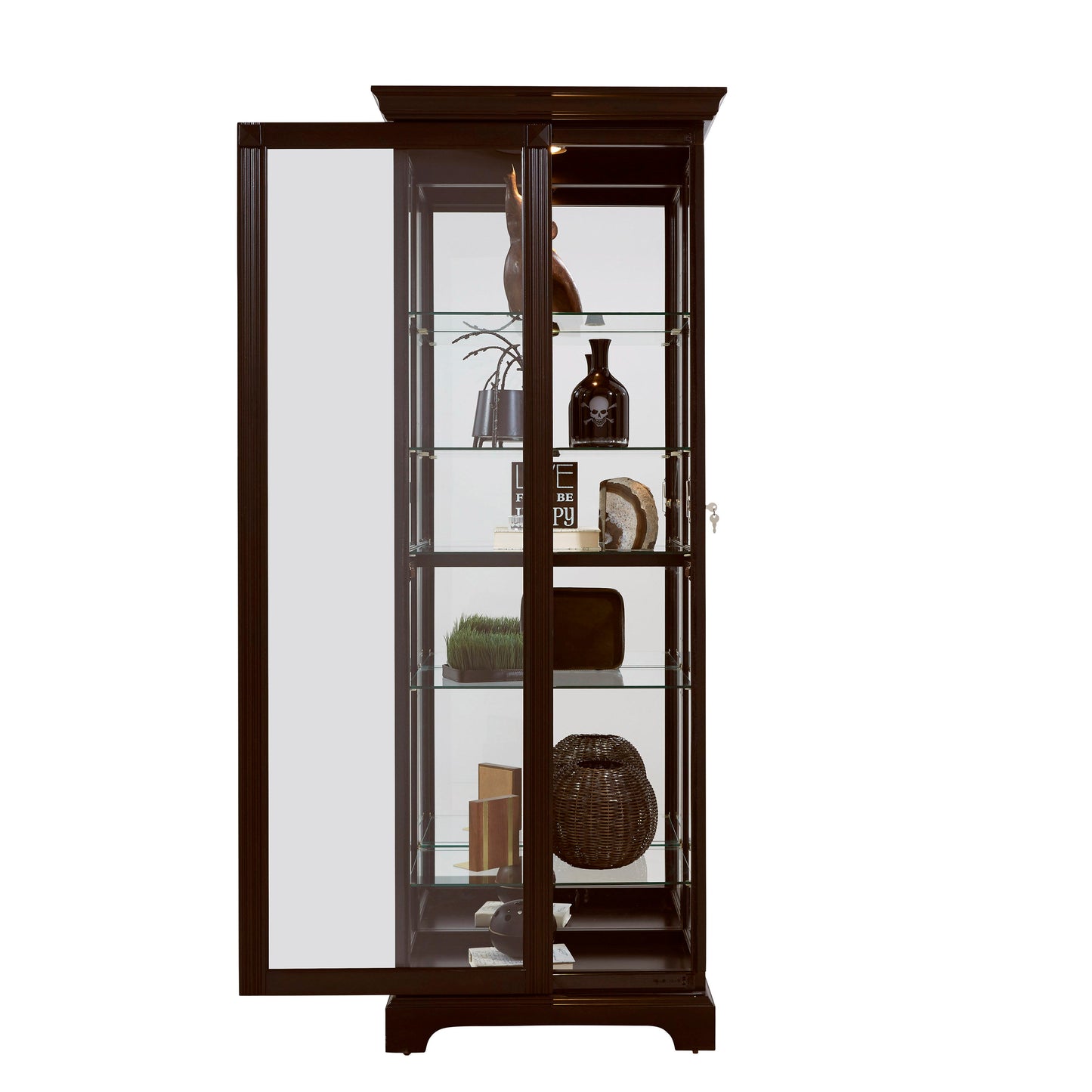 PFC Curios - Locking Slide Door 5 Shelf Curio Cabinet - Deep Cherry Brown