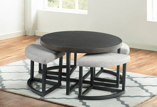 Yukon - Coffee Table With Stools - Brown