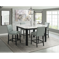 Francesca - 5 Piece Square Counter Dining Set (Table & Four Chairs) - White Marble