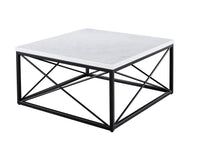 Skyler - White Marble Top Square - White