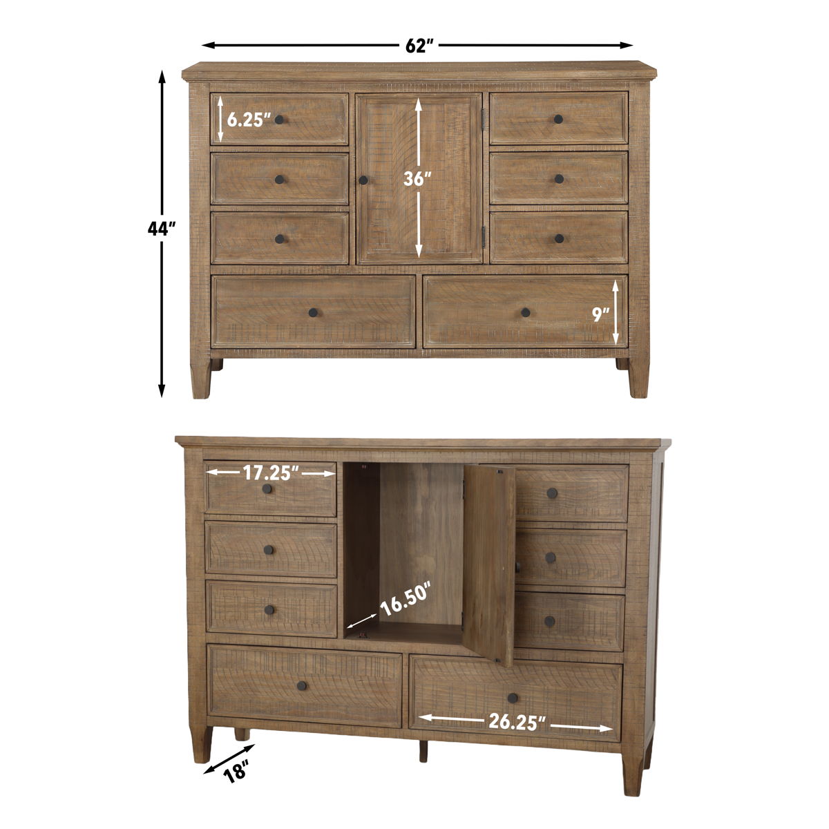 Riverdale - 6 Drawer Dresser - Brown