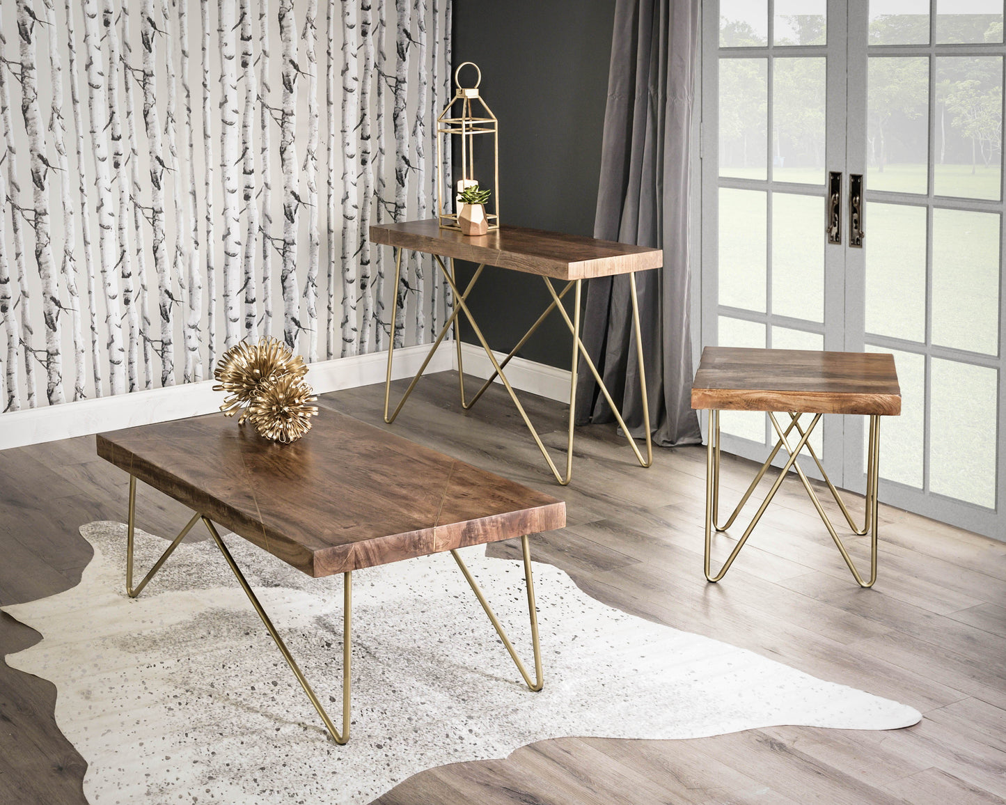 Walter - Brass Inlay End Table - Brown