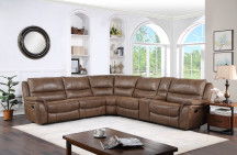 Lehi - 6 Piece Manual Reclining Sectional - Dark Brown