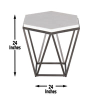 Corvus - End Table With Marble Top Hexagon - White