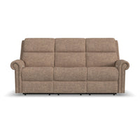 Bernard - Power Reclining Sofa With Console, Power Headrests & Lumbar, Nailhead Trim