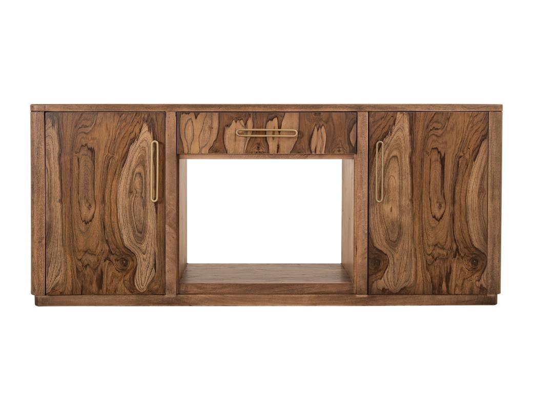Balam - Wall Unit With Electric Fireplace Insert - Light Brown