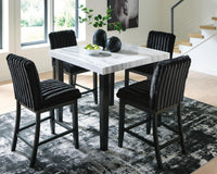 Mervannie - 5 Pc. - Counter Height Dining Table And 4 Barstools - Gray / Black