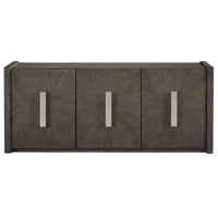 3-Door Credenza With Shelves - Gray
