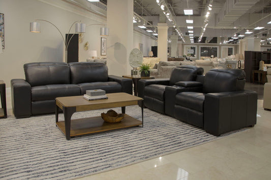 Ferrara - Power Adjustable Headrest Power Recliner Sofa With Zero Gravity - Black