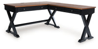 Wildenauer - Brown / Black - 4 Pc. - Home Office Desk And Return, Swivel Desk Chair, Bookcase