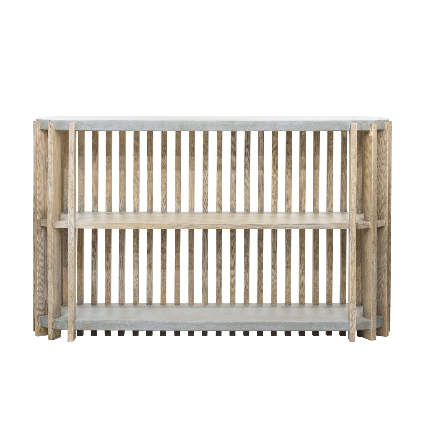 Pulaski Accents - Wood Slat Display Console with Concrete Top - Natural