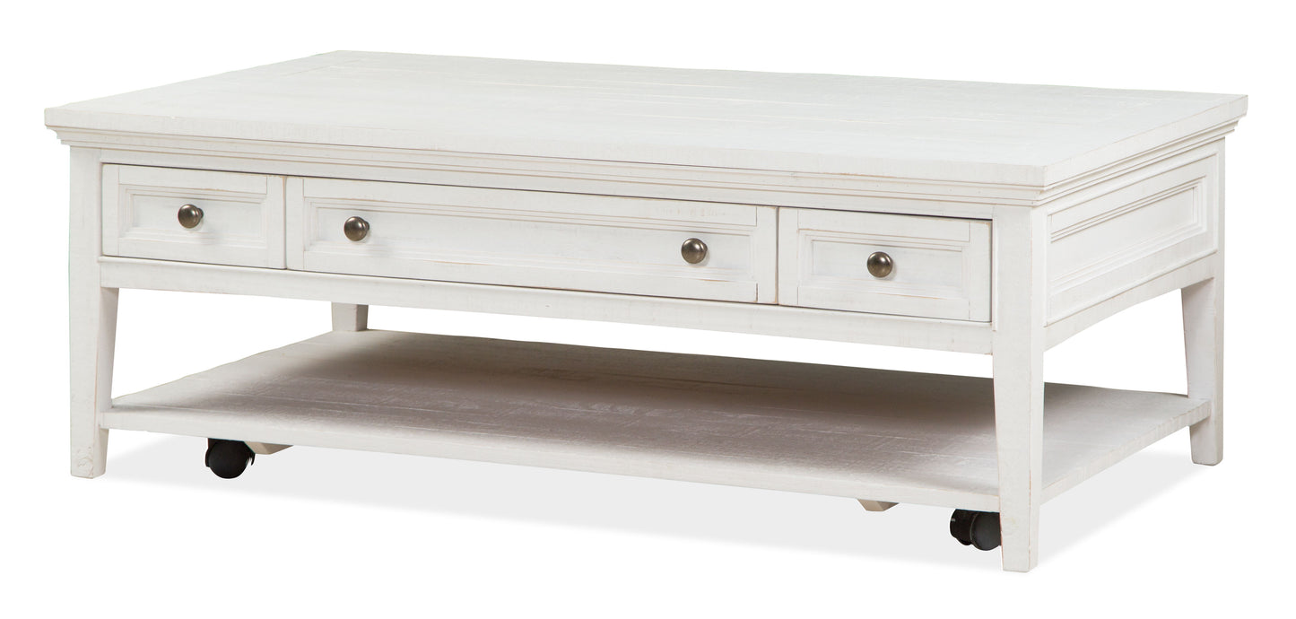 Heron Cove - Rectangular Cocktail Table With Casters - Chalk White