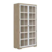 Contemporary 5-Shelf Glass Door Bookcase - Light Brown